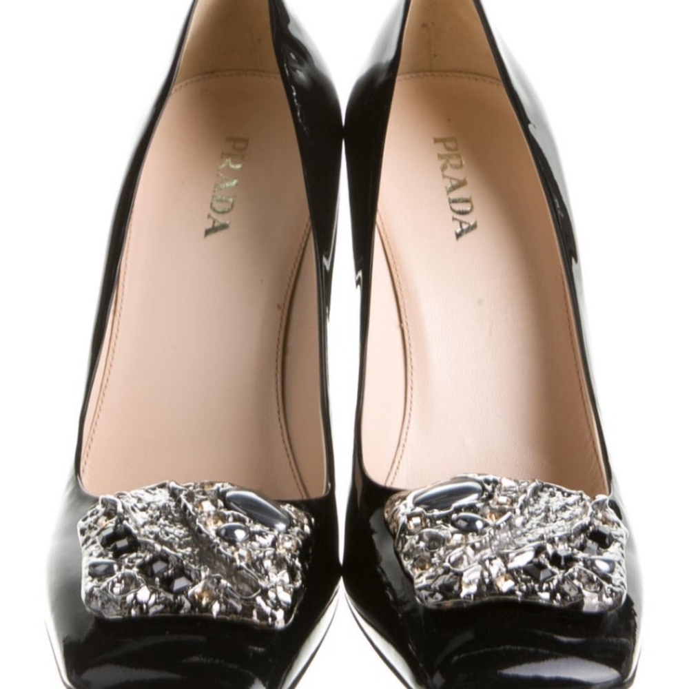 Pre owned Prada embellished patent leather pumps Authentic